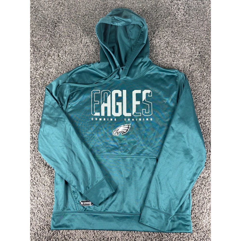 NFL Team Apparel Philadelphia Eagles Combine Training Hoodie Mens Large Green